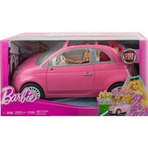 Voiture Fiat 500 Rose + 1 Poupée Barbie - Mattel - Hrg59 - Véhicule Barbie - Barbie