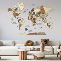 Carte Du Monde En Bois 3d Creatifwood Multicolor, L (150 X 105 Cm) - Décoration Murale - Creatifwood
