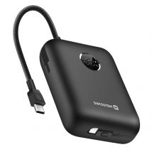 Swissten Batterie Externe 30000mah Câbles Usb-c Et Lightning Intégrés Écran Led Noir