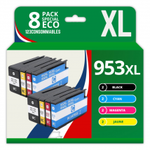 123consommables - 953xl - Pack De 4 Cartouches D'Encre Compatibles Avec Hp Officejet Pro 8715 8710 Hp Officejet Pro 7720 7740 8730 8720 8725 8210 -