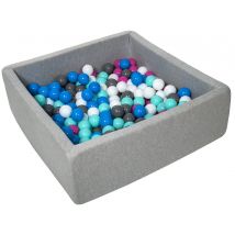 Piscine À Balles Pour Enfant, 90x90 Cm, Aire De Jeu + 200 Balles Blanc,bleu,rose,gris,turquoise - Velinda