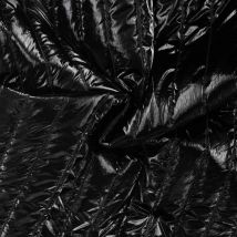 Tissu Doudoune Matelassé Brillant Karla Réversible Noir - Craftine