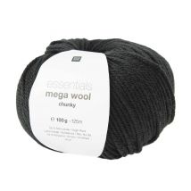 Laine À Tricoter Essentials Mega Wool Chunky - 100gr - Rico Design 16 Noir - Rico Design