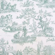 Tissu Toile De Jouy Vert En 280 Cm De Largeur - Au Mètre - Craftine