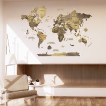 Carte Du Monde En Bois 3d Creatifwood Chocolate, Xl (200 X 140 Cm) - Décoration Murale - Creatifwood