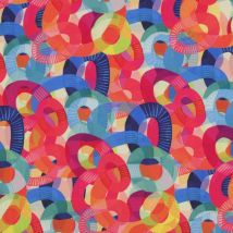 Tissu Viscose Ovales Sur Fond Multicolore - Au Mètre - Craftine