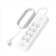 Belkin Rallonge Multiprise Parafoudre 8 Prises Avec Usb Et Usb-c 2 M Blanc