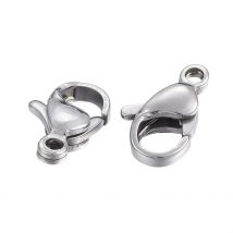 5 Fermoirs Mousquetons Acier Inoxydable 304 Argenté 12 X 7 Mm - Creation Bijoux Perles - La boutique de Karine