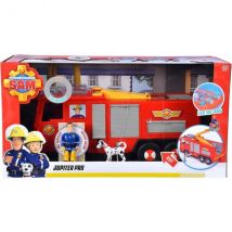 Grand Camion Pompier Grand Échelle Jupiter Avec Sons Et Lumières + Radar + Sam + Chien Et Accessoires - Sam Le Pompier - Simba - Figurine Articulée - 