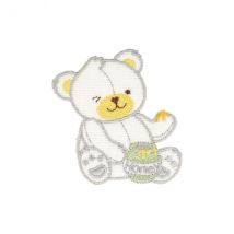 Ecusson Thermocollant Peluche Ourson Blanc 6,5x6,5cm - MyMercerie