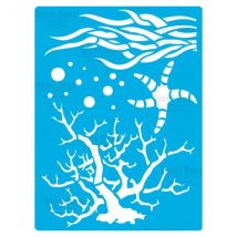 Pochoir Plastique Souple Réutilisable 18,5 X 14,5 Cm Fabrika Decoru Fond Marin 367 - FABRIKA DECORU