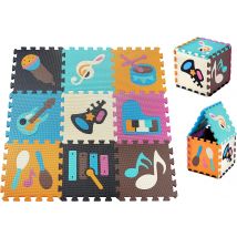 Moby-system Tapis D'Eveil Tapis De Puzzle En Mousse Eva Pour Bébé 90x90x1cm - Tapis De Jeu Sans Odeur Sans Polluants - Motifs Instruments Musique - 
