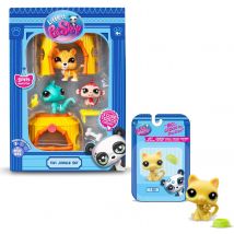 Bandai - Littlest Pet Shop - Pack Exclusif Tiki Jungle : 3 Figurines Et Accessoires + 1 Figurine Supplémentaire (petit Chat Jaune) - Licence