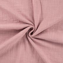 Tissu Double Gaze Aspect Lin Uni Vieux Rose - Au Mètre - Craftine