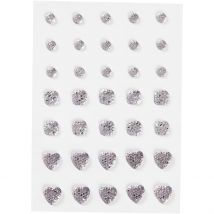 Pierres De Strass, Rond, Carré, Coeur, Dim. 6+8+10 Mm, Argent, 35 Pièces/ 1 Pq. - Vivi Gade