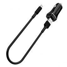 Borofone Chargeur De Voiture 2 Ports Usb Avec Câble Lightning En Polycarbonate Durable Noir