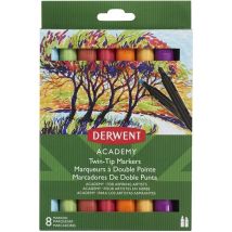 Derwent - Feutre Marqueur Aquarellable Pointe Biseautée Derwent Academy X8