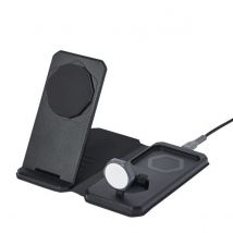 Uag Chargeur De Voyage / De Bureau Sans Fil Magnétique 3-en-1 Compact Noir