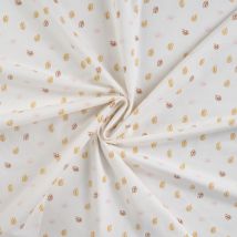 Tissu Jersey Coton Feuilles Pailletées Sur Fond Blanc - Au Mètre - Craftine