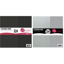 48 Papiers Scrapbooking Gris + Noir - 300g/ M² - Infocrea