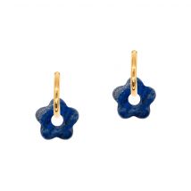 Boucles D'Oreilles Fleur En Pierres Lapis-lazuli - Sloya