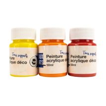 Peinture Acrylique 50ml 3 Pièces Jaune Orange Rouge - Megacrea DIY