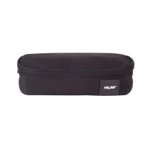 Trousse - Noir - Ovale - Avec Compartiment - Scolaire - 20,5x9x5,5cm - Milan