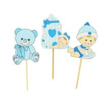 Cupcake Toppers Bébé Garçon En Bois (x3) - Patisdecor