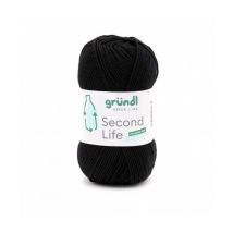 Fil À Tricoter Durable Second Life - 100gr - Grundl - Certifié Oeko-tex Noir (15) - Gründl
