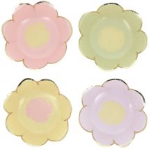 8 Bols Fleurs Lilas, Rose, Jaune, Vert Et Or - Annikids