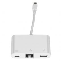 Adaptateur Lightning Vers Ethernet / Usb-a / Usb-c Compact Plug And Play Blanc - Avizar