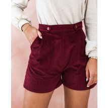 Kit Short Swann - Velours Côtelé Bordeaux - 34-48, Avec Patron - Majam