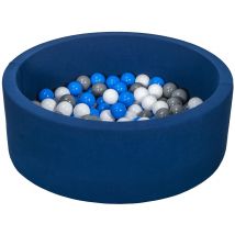 Piscine À Balles Aire De Jeu + 150 Balles Bleu Marine Blanc,bleu,gris - Velinda