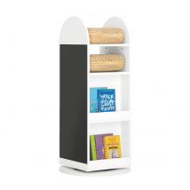 Sobuy Kmb64-w Étagère Enfant, Étagère À Livres, Bibliothèque Rotative À 360, Étagère De Rangement Avec Tableau Noir - Sobuy