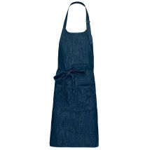 Tablier Denim Polycoton Avec Poche Et Tour De Cou Réglable