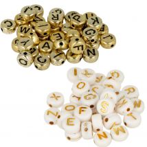 600 Perles Alphabet Blanc/ Doré - Artemio