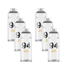 Lot De 6 Bombes De Peinture Mtn 94 - Noir Mat Ral 9011 - 400ml - Surdiscount