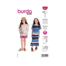 Patron Burda 9247 - Robe Et Une Blouse Avec Des Manches Raglan Du 5 Au 10 Ans Taille N°fr 5-10 Ans