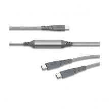 Force Power Câble Duo Usb-c Vers Usb-c 100w 5a Ultra-renforcé Charge Et Synchronisation 2m Gris