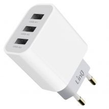 Linq Chargeur Secteur Triple Usb Puissance 15.5w Format Compact Blanc