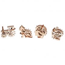 Ugears Modèles Mécaniques: U-fidget/tribiks Set De 4pièces, 34 Pièces, 4.8x0.2x4.8cm, Temps De Montage: 10 Min, En Bois, Boîte 10x7.5x1.6cm, 5+ - 