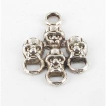 Breloque Pendentif Diviseur Tête De Mort Argenté (lot De 10) - Megacrea DIY