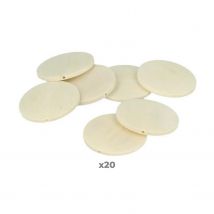 20 Perles En Bois Rondes Plates 40 Mm - Artemio