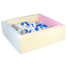 Piscine À Balles Carrée Avec 300 Balles - Rose, Bleu, Jaune (pastel)/blanc,bleu,gris - Velinda