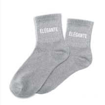 Chaussettes - Femme - Gris Avec Paillettes - Elégante - Taille 36/42 - Humour - Cadeau