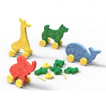 Zoozli Sachet De 20 Pièces (4 Animaux Puzzles Sur Roues) - Oz International