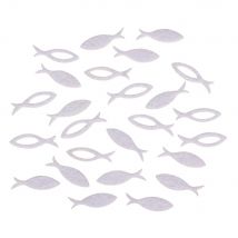 Feutre Miniatures Poisson, 3,5x1x0,2cm, 2 Sortes, 36pces, Blanc - Megacrea DIY