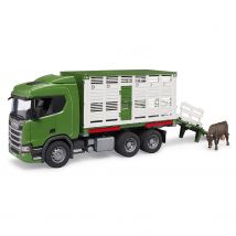 Camion De Transport D'Animaux Scania Super 560r Avec 1 Bœuf - Bruder
