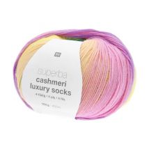 Pelote De Laine À Chaussettes Superba Cashmeri Luxury Socks 4 Fils - 100g - Rico Design : Douceur Et Luxe Pour Vos Pieds Multicolore (027 - Rainbow)
