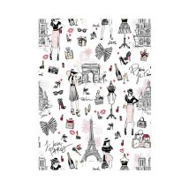Tissu Coton Enduit J'Aime Paris J Aime Paris Blanc Vendu Au Mètre - Distrifil